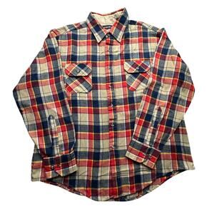 Vintage Northwest Territory Red Plaid Flannel Acrylic Long Sleeve Shirt Mens XL